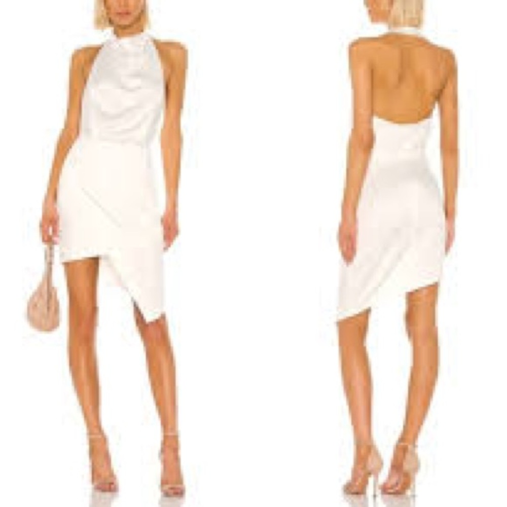 Elliatt White Asymmetric Satin Cocktail Dress NWT Size Medium